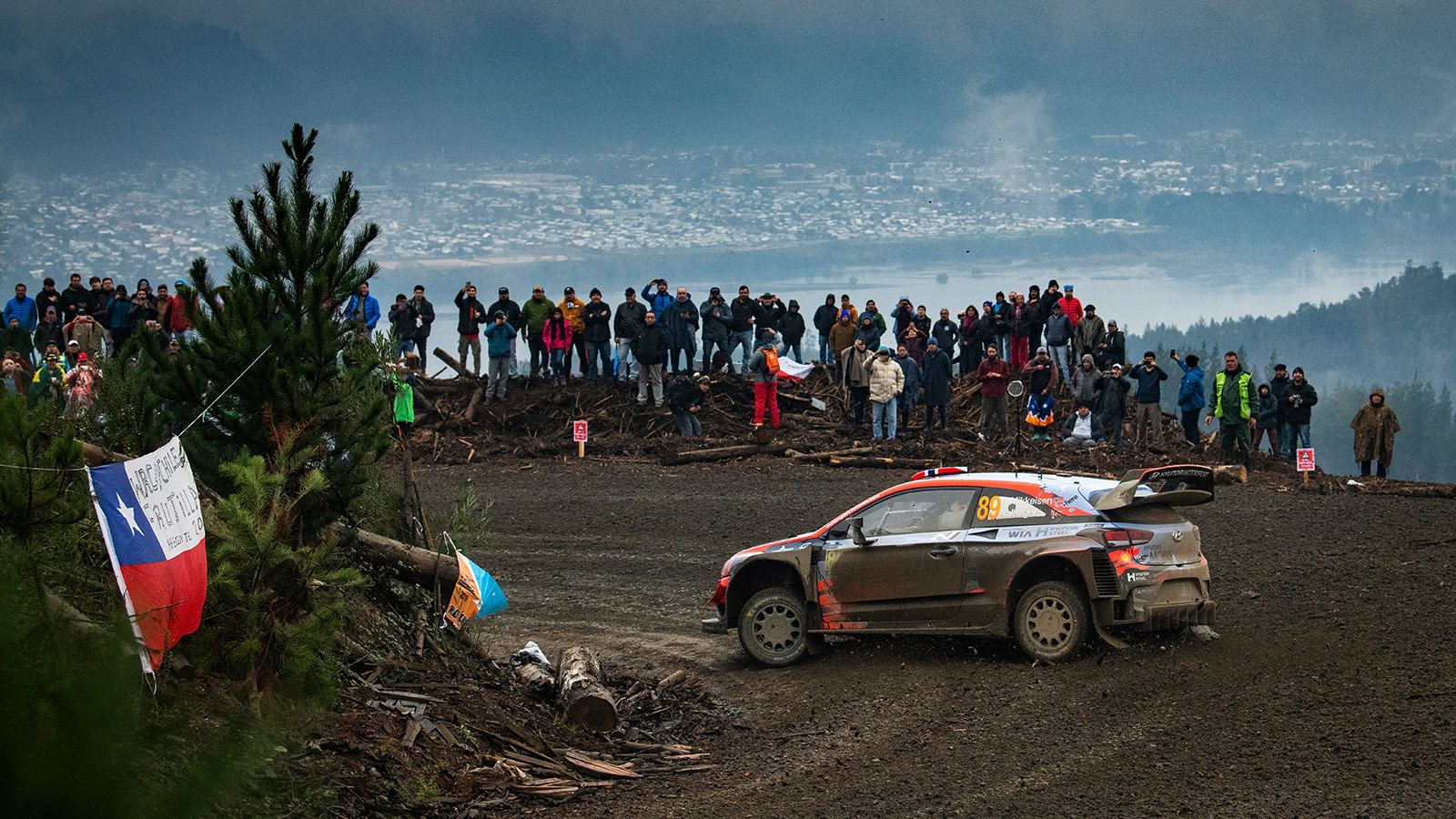 Andreas Mikkelsen (NOR) Anders Jaeger (NOR) of team Hyundai Shell Mobis WRT is seen racing on day 1 during the World Rally Championship Chile in Conception, Chile on May 9, 2019