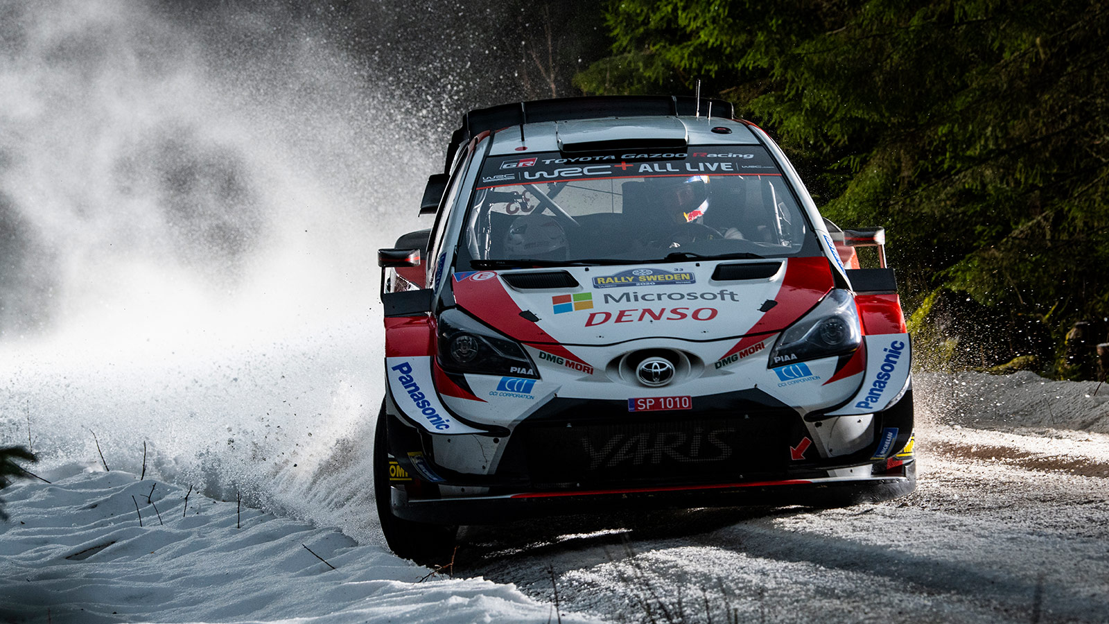 Elfyn Evans (GB) Scott Martin(GB) of team Toyota Gazoo Racing WRT is seen racing on day 3 during the World Rally Championship Sweden in Torsby, Sweden on February 15, 2020