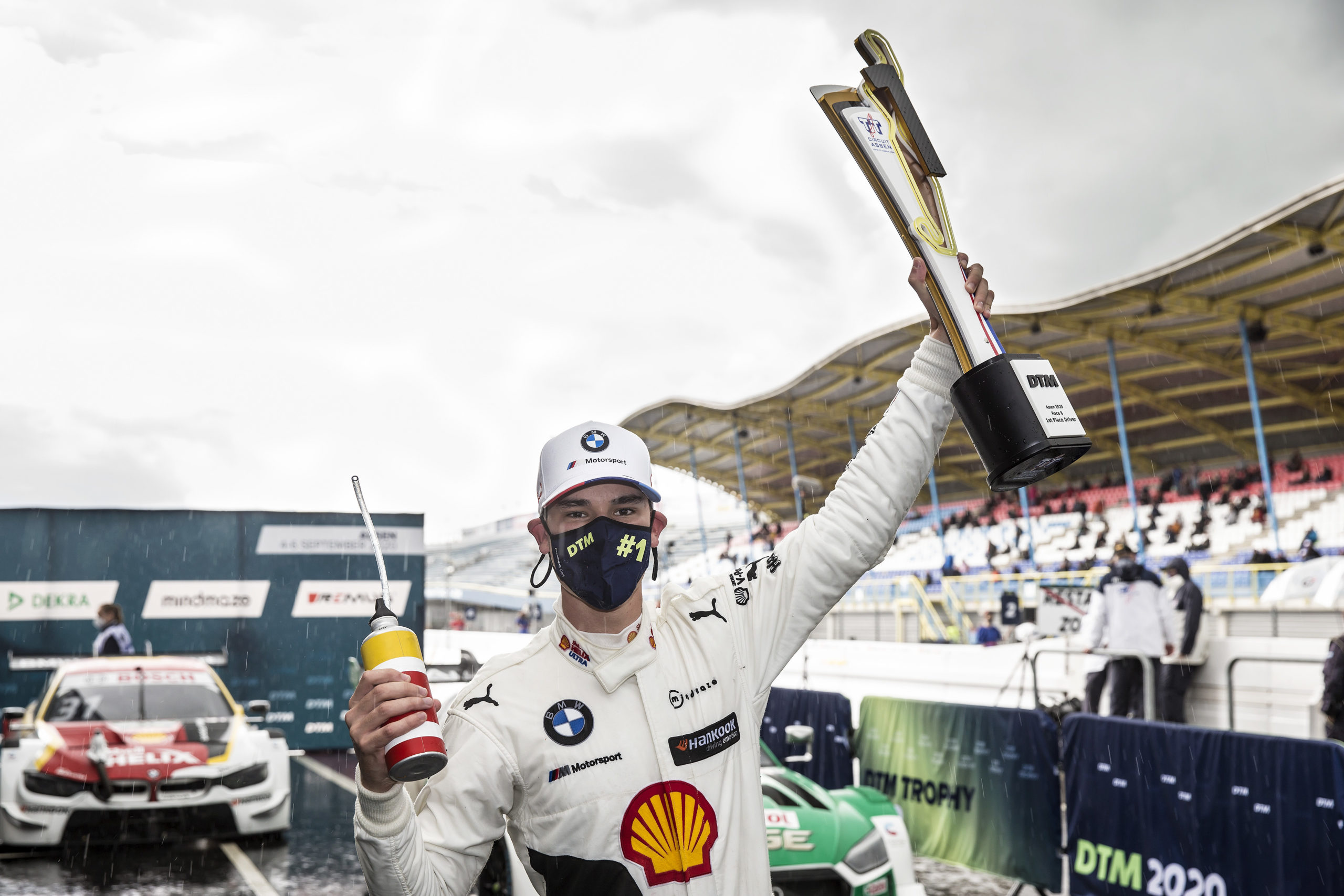 Prize giving ceremony, 31 Sheldon van der Linde (RSA, BMW Team RBM, BMW M4 DTM), 2020 DTM Assen